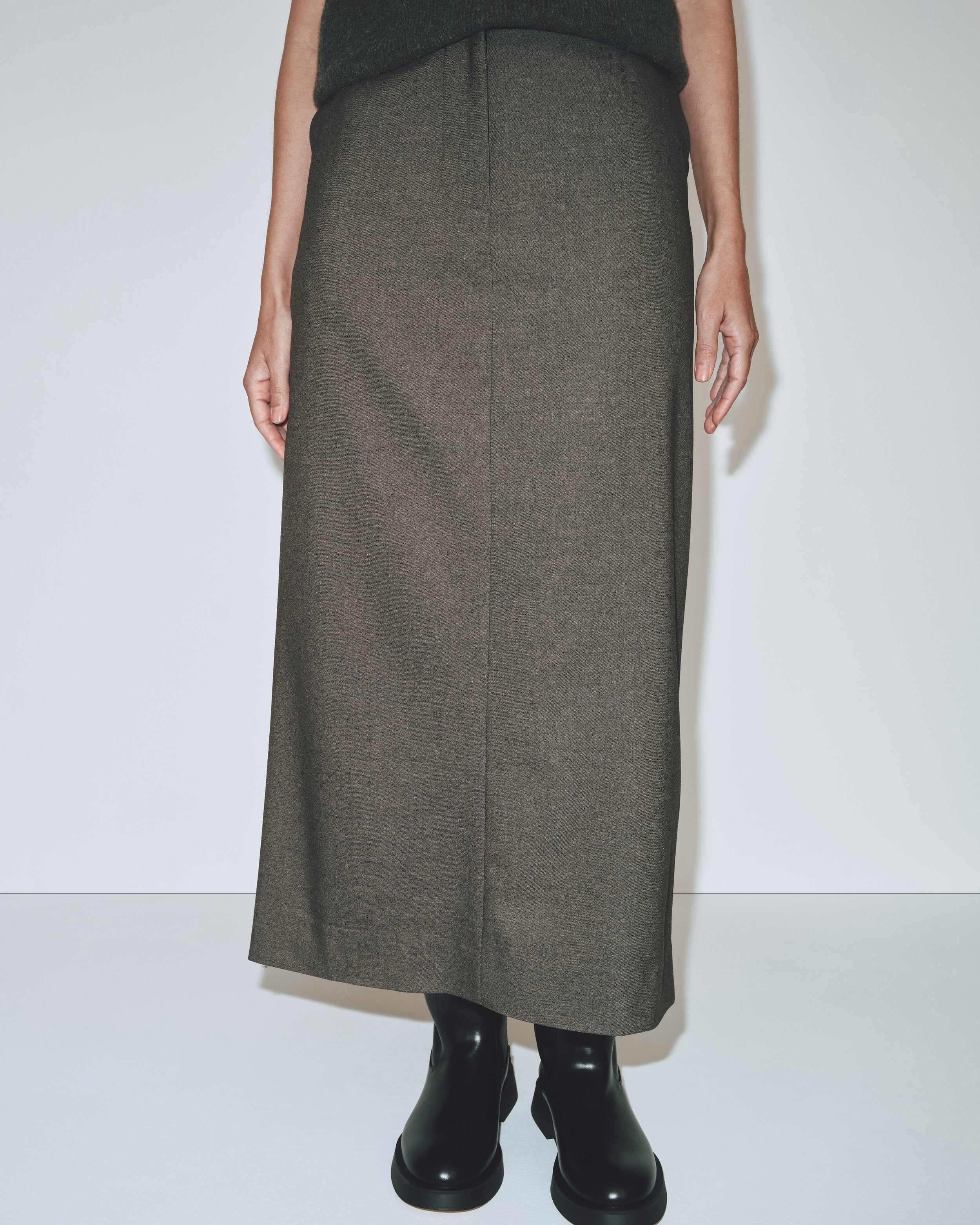 Wool Blend Midi Skirt