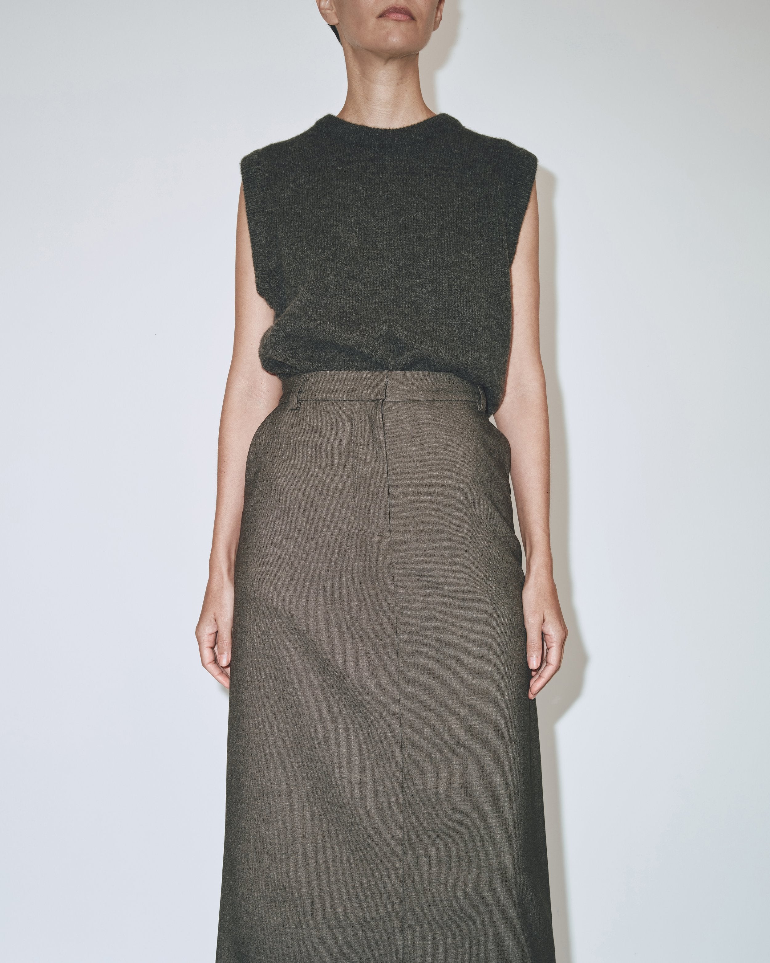 Wool Blend Midi Skirt