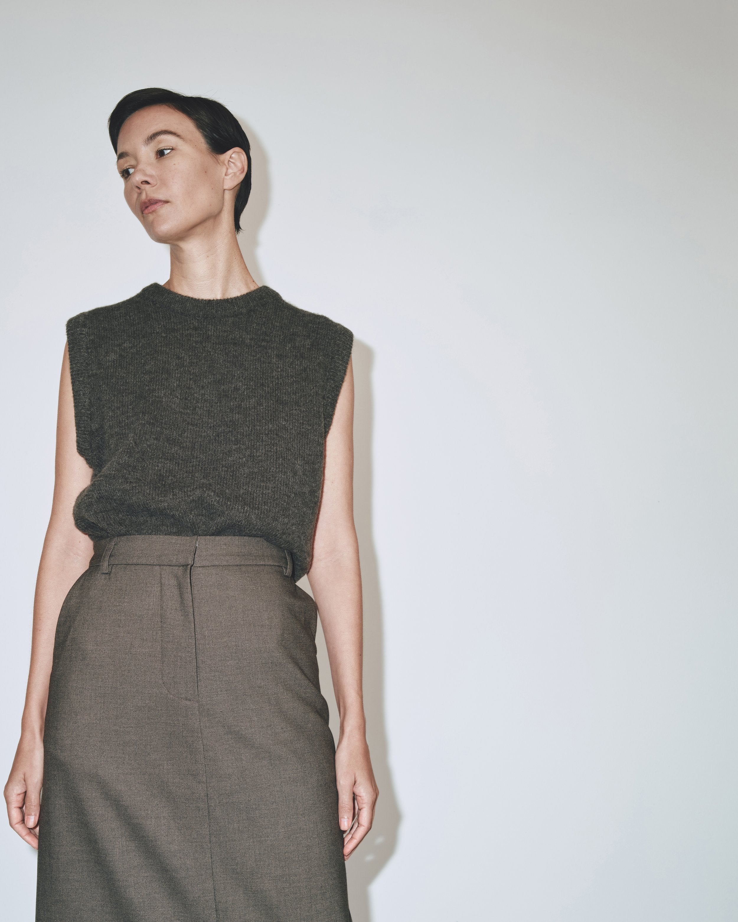 Wool Blend Midi Skirt