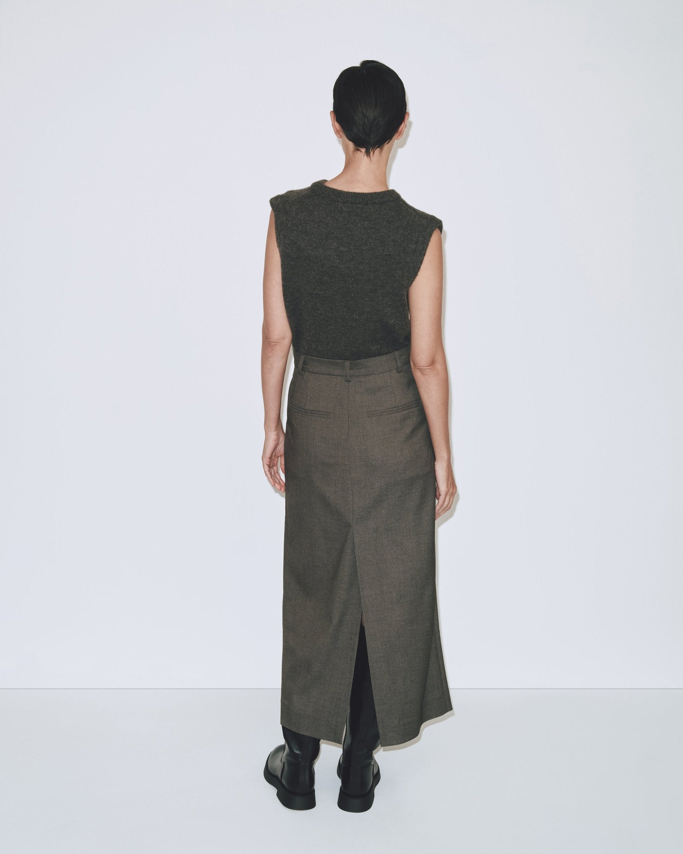 Wool Blend Midi Skirt