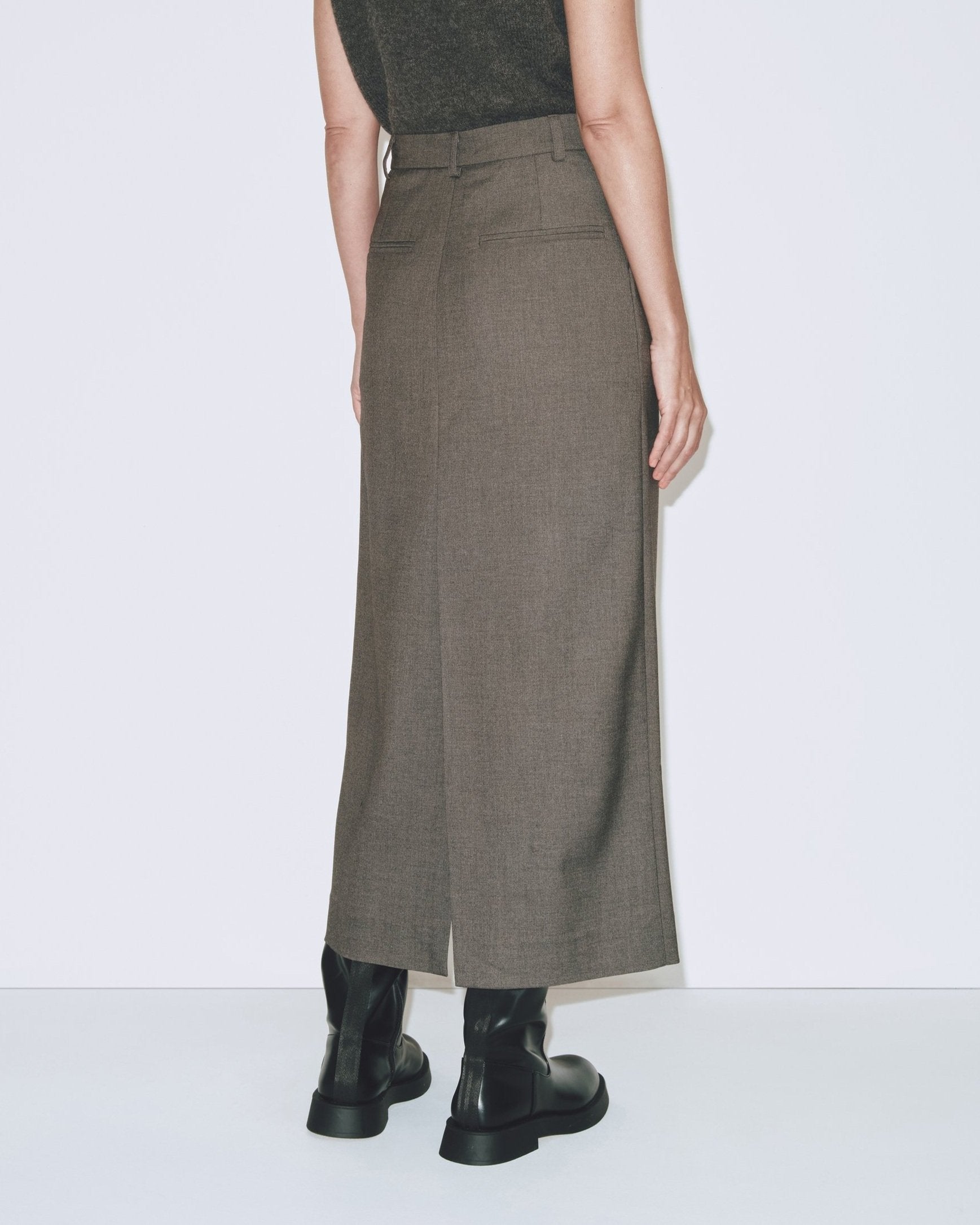 Wool Blend Midi Skirt