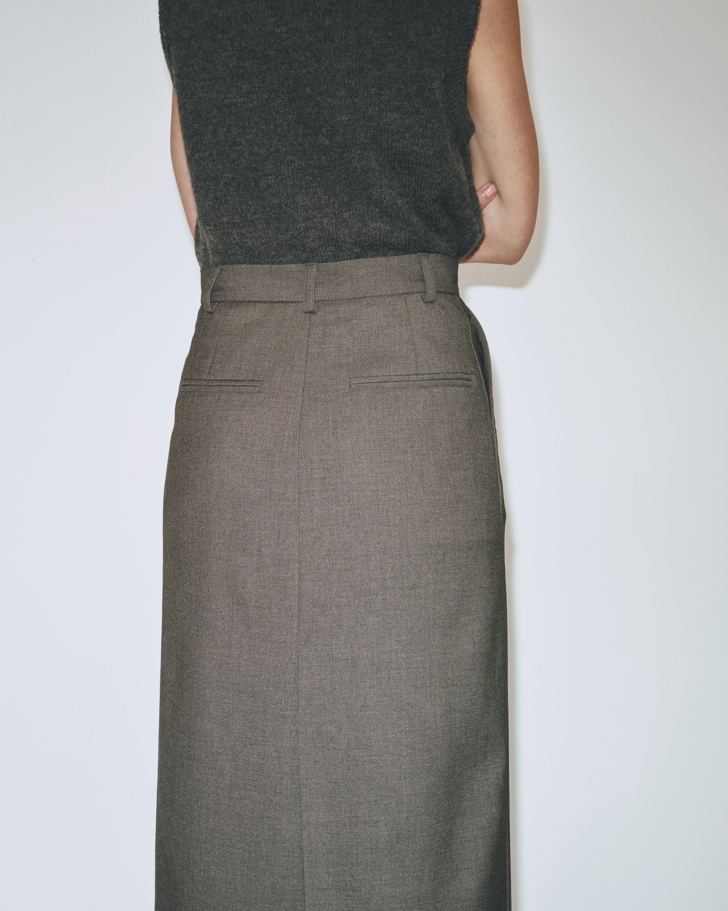 Wool Blend Midi Skirt