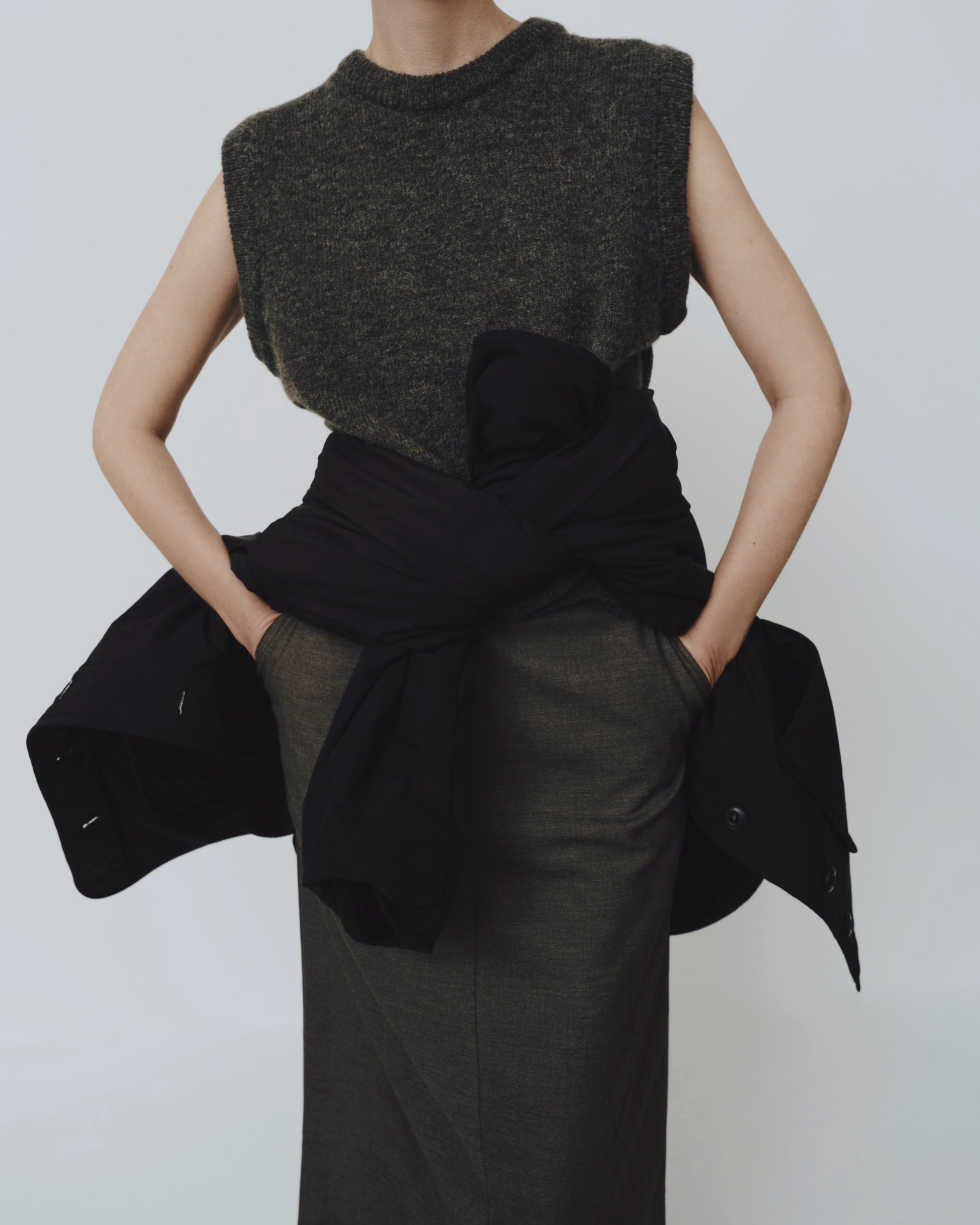 Wool Blend Midi Skirt