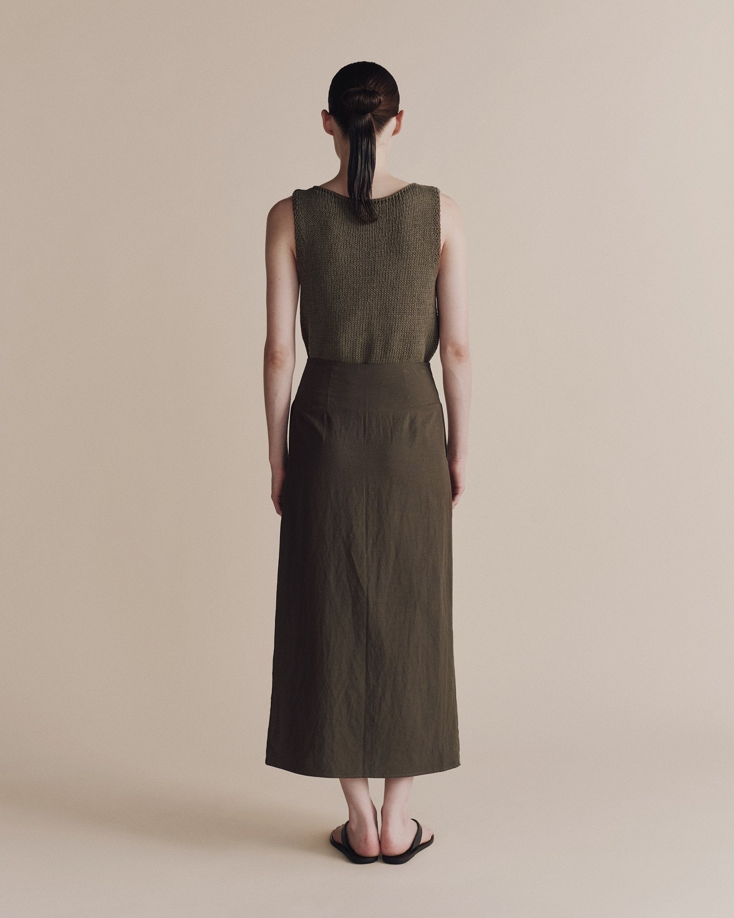 Linen Blend Maxi Wrap Skirt