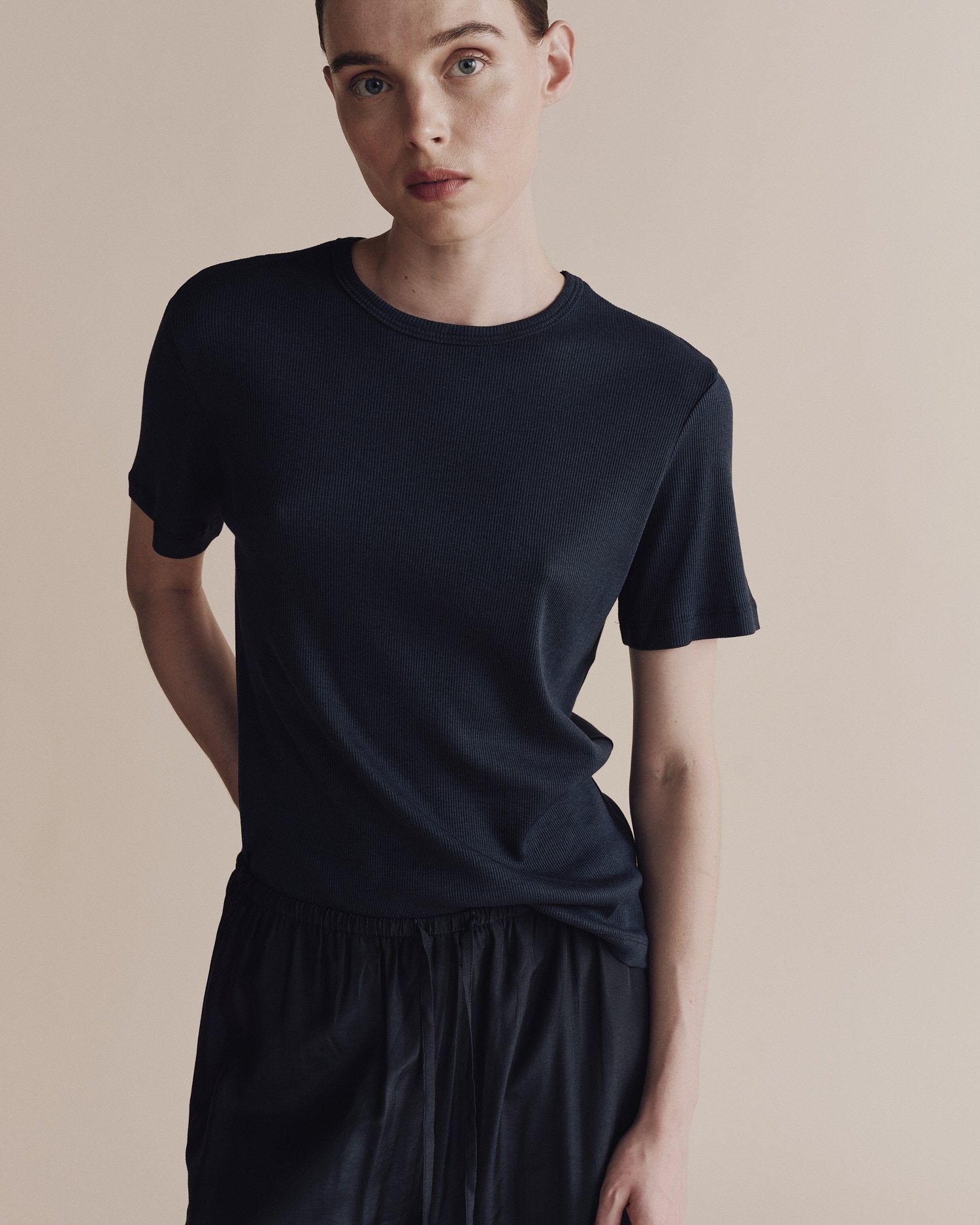 Cotton Tencel Ribbed T-Shirt