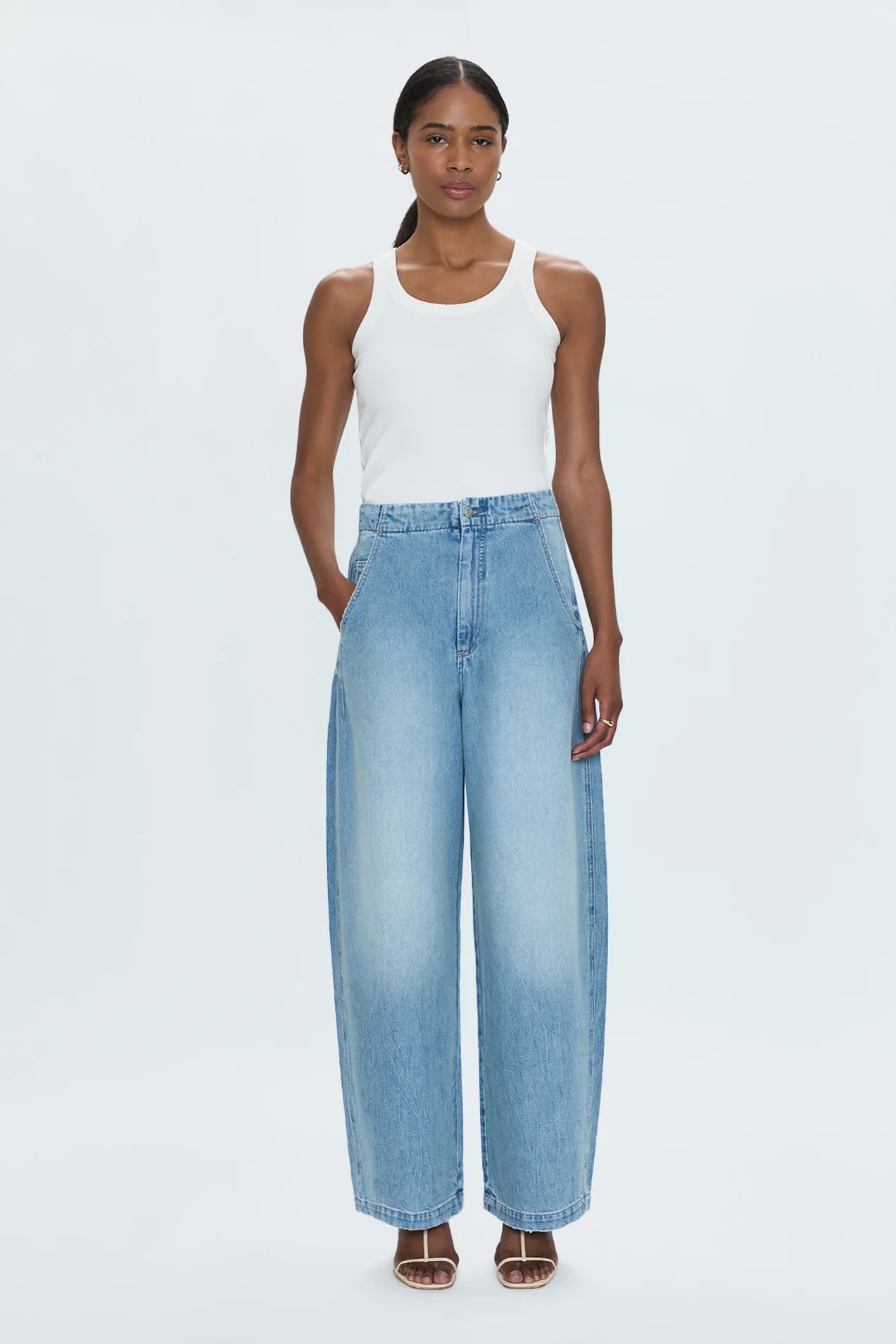 Lottie High Rise Relaxed Bowed Leg Pant