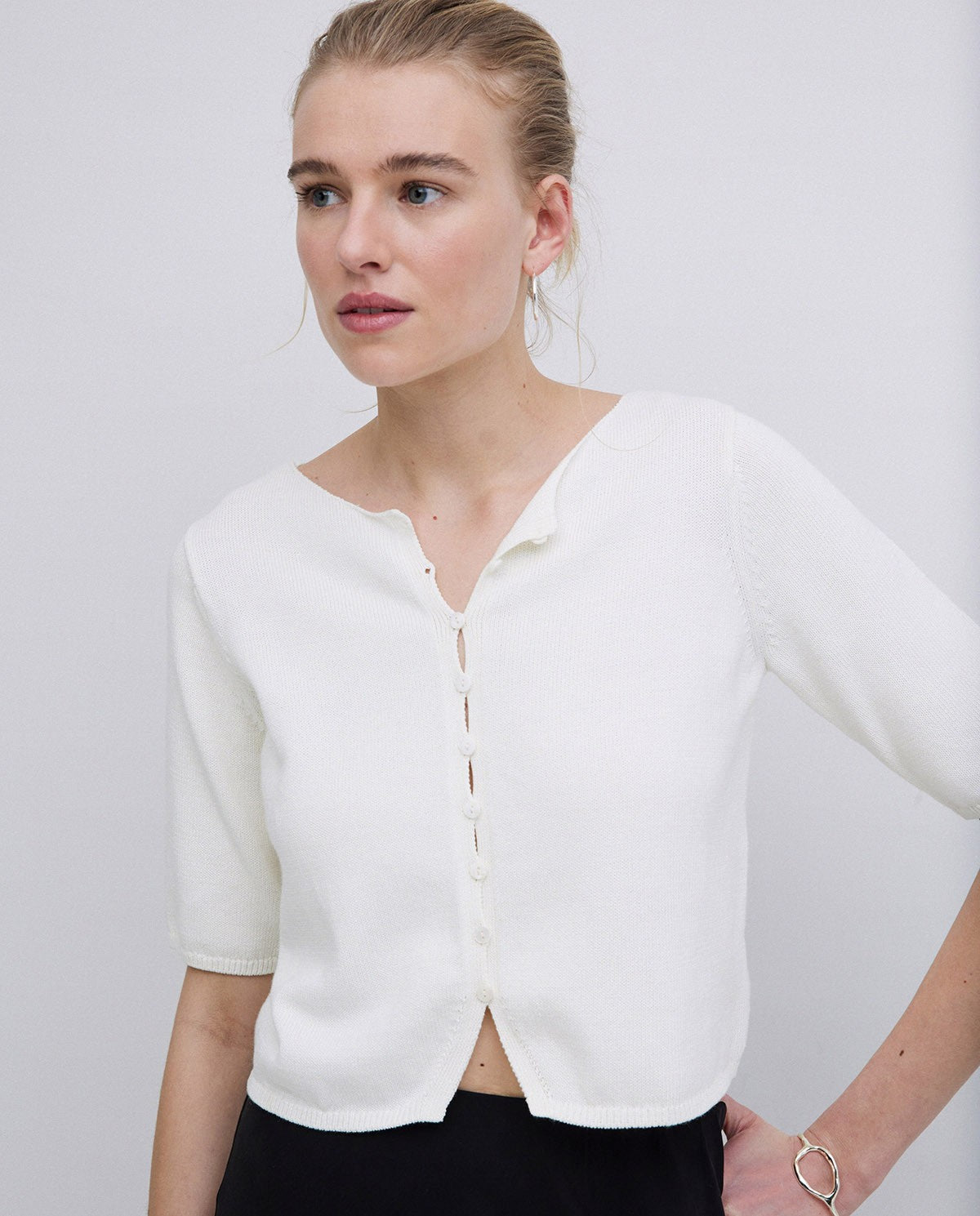 Knit Short Sleeve Cardigan