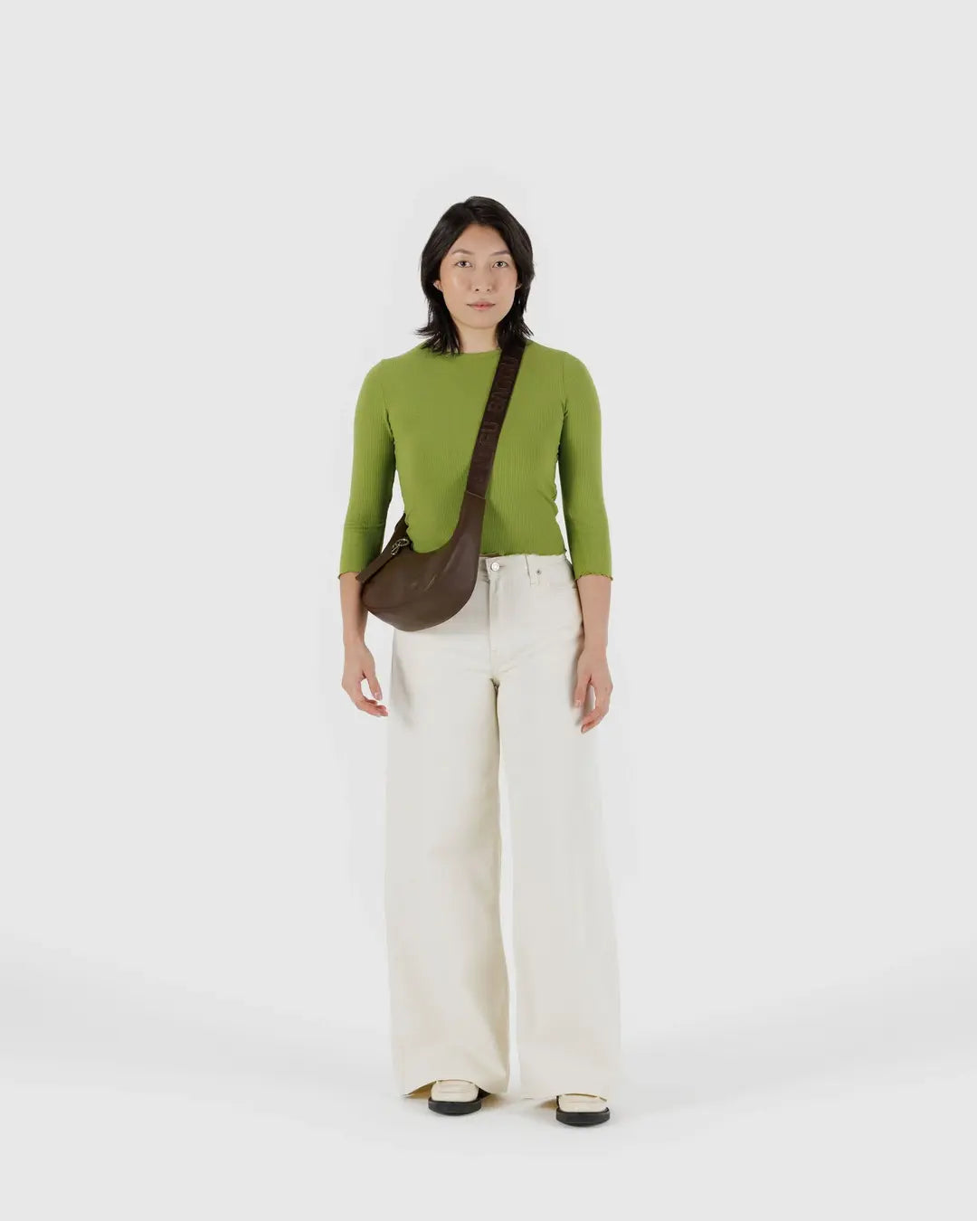 Small Recycled Leather Crescent Bag
