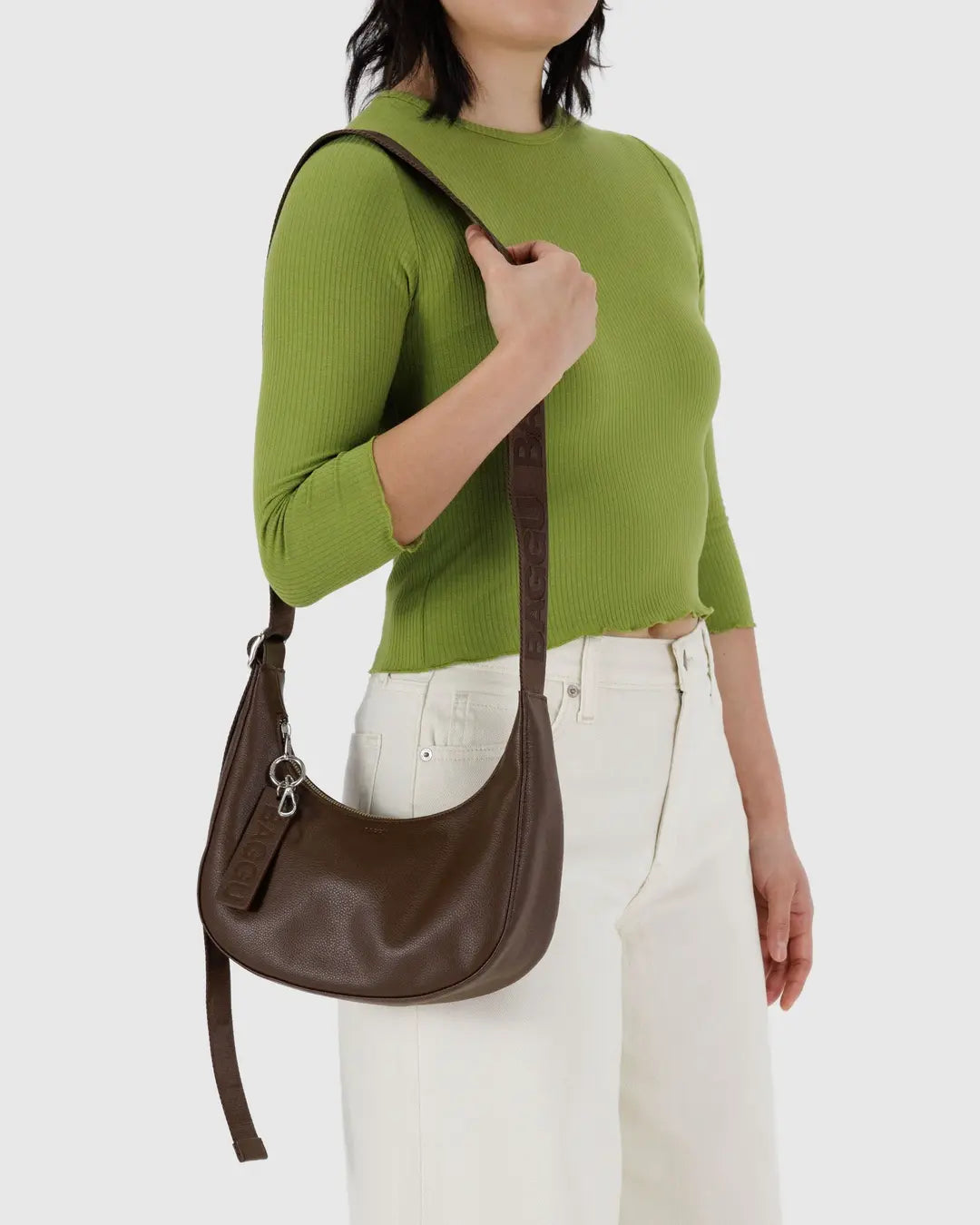 Small Recycled Leather Crescent Bag