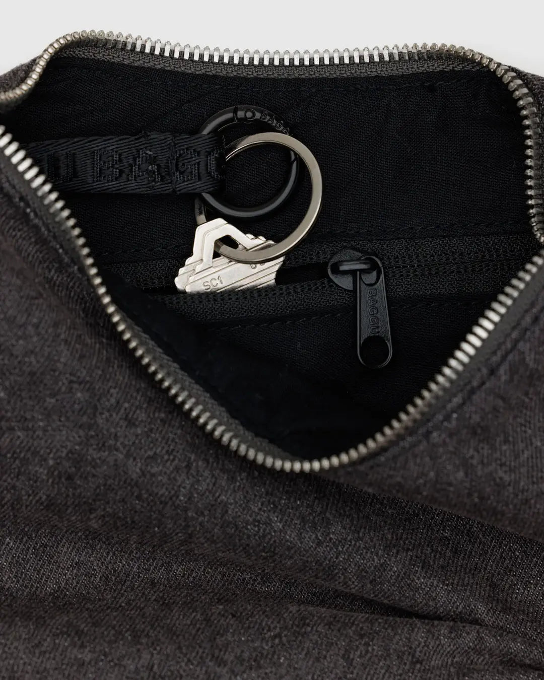 Small Denim Crescent Bag