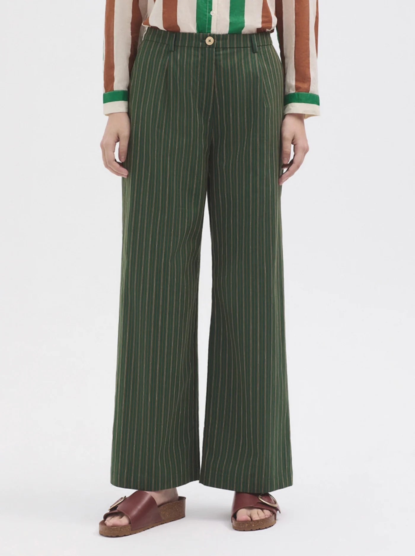 Two-Tone Woven Stripe Pants