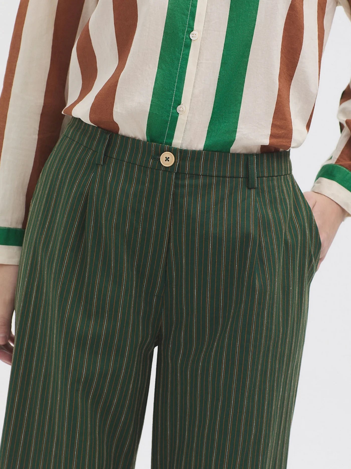 Two-Tone Woven Stripe Pants