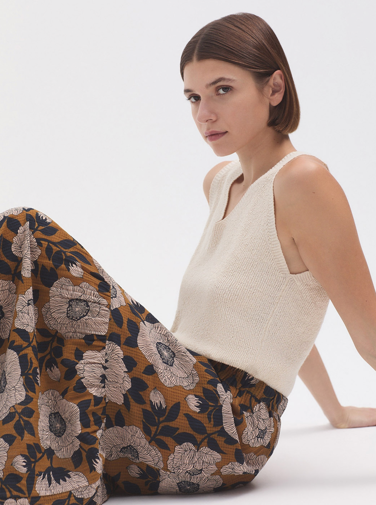 Camelia Print Waffle Skirt