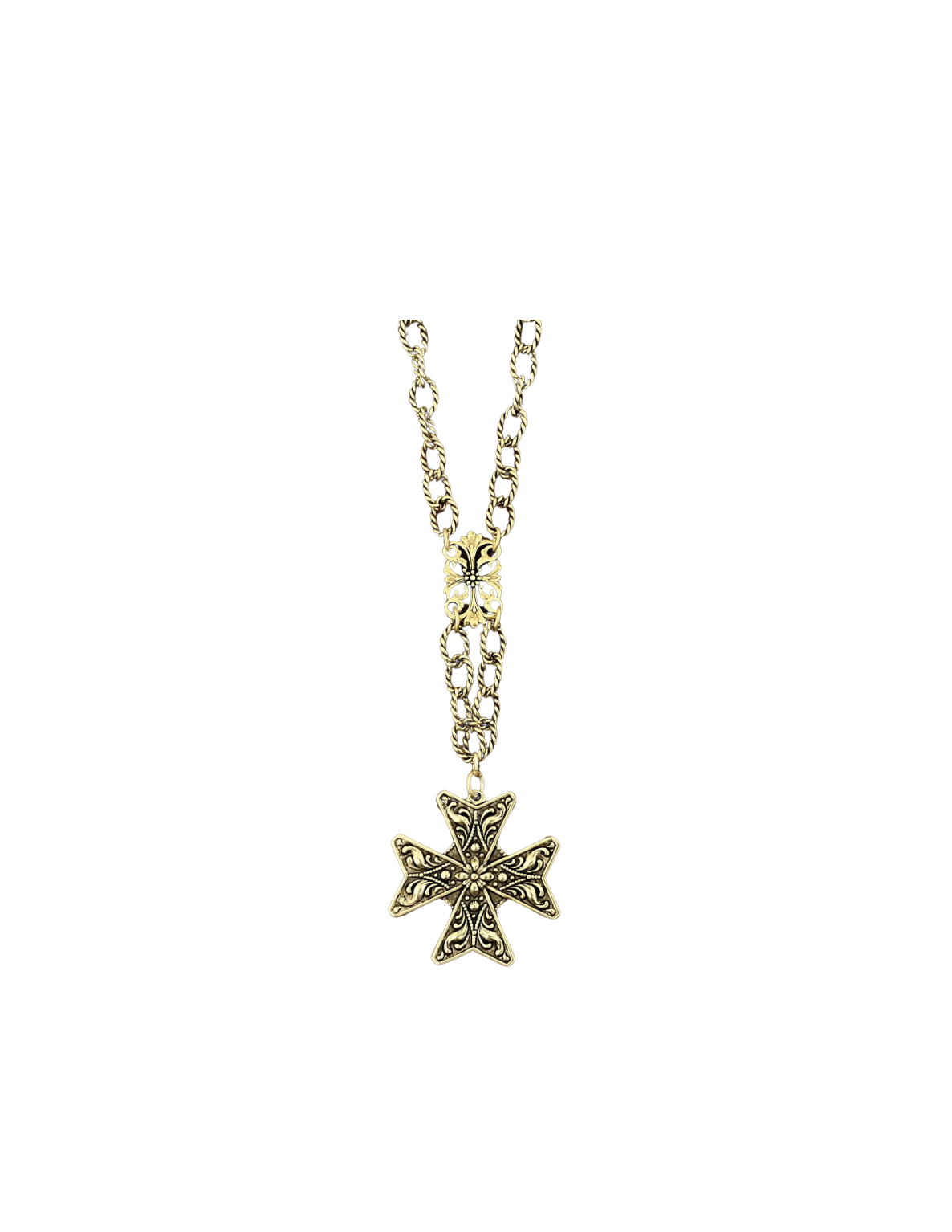 Gold Plated 36" Chain with Vintage Cross Pendant