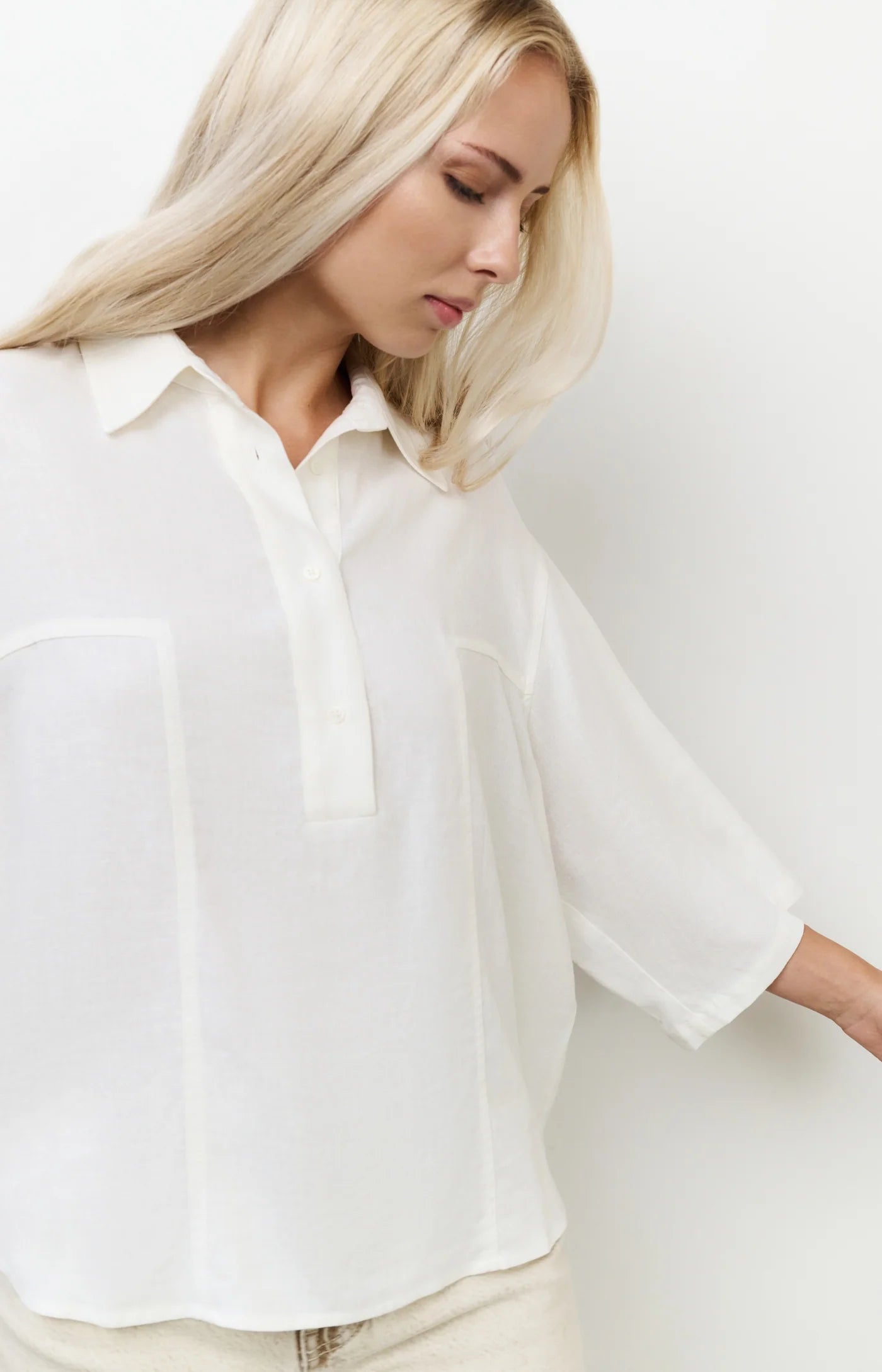Woven Polo Blouse