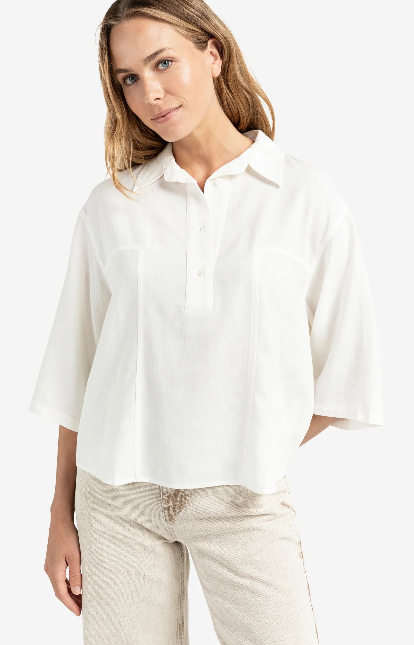 Woven Polo Blouse
