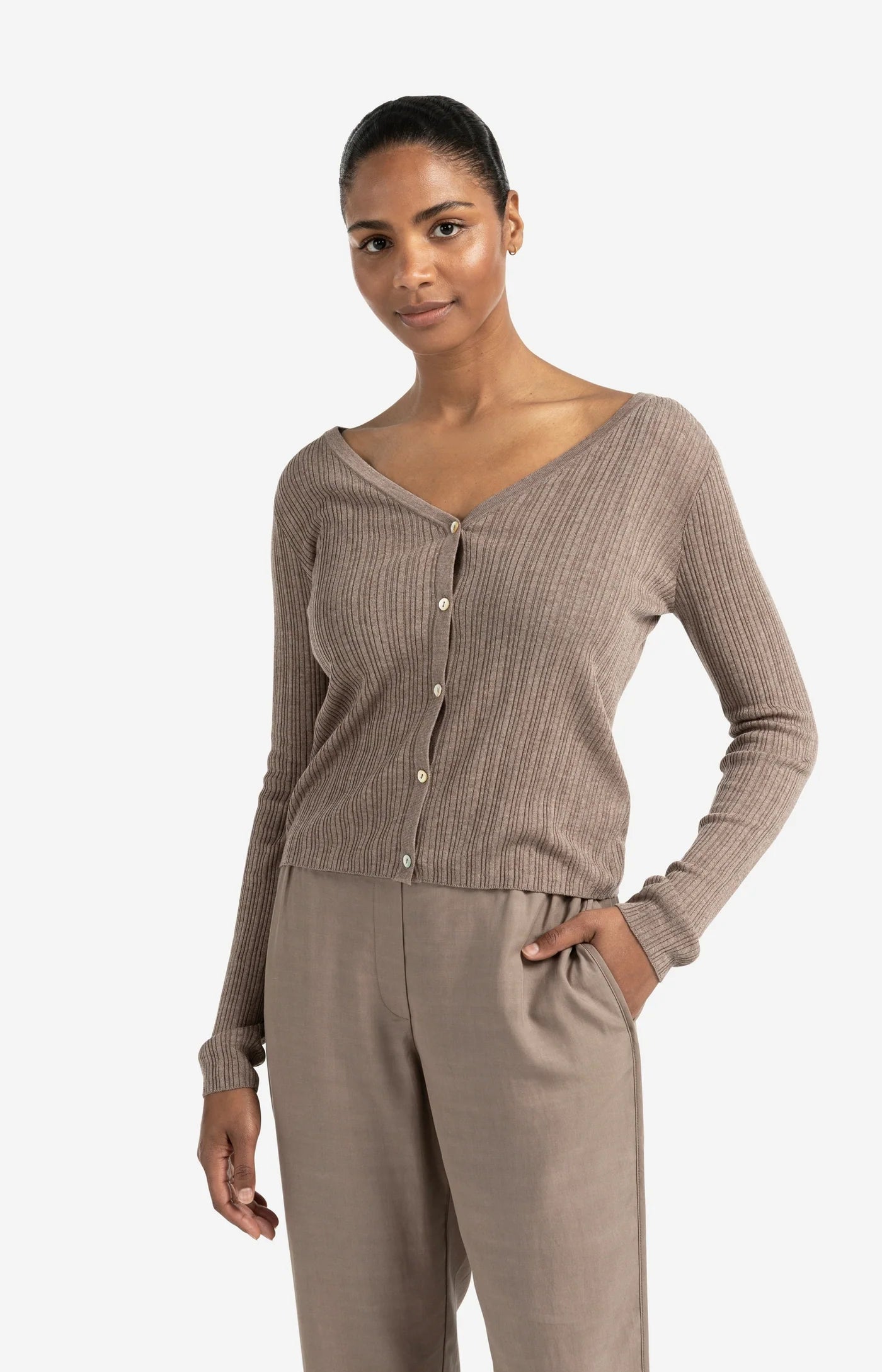 Fine Rib Knit Cardigan
