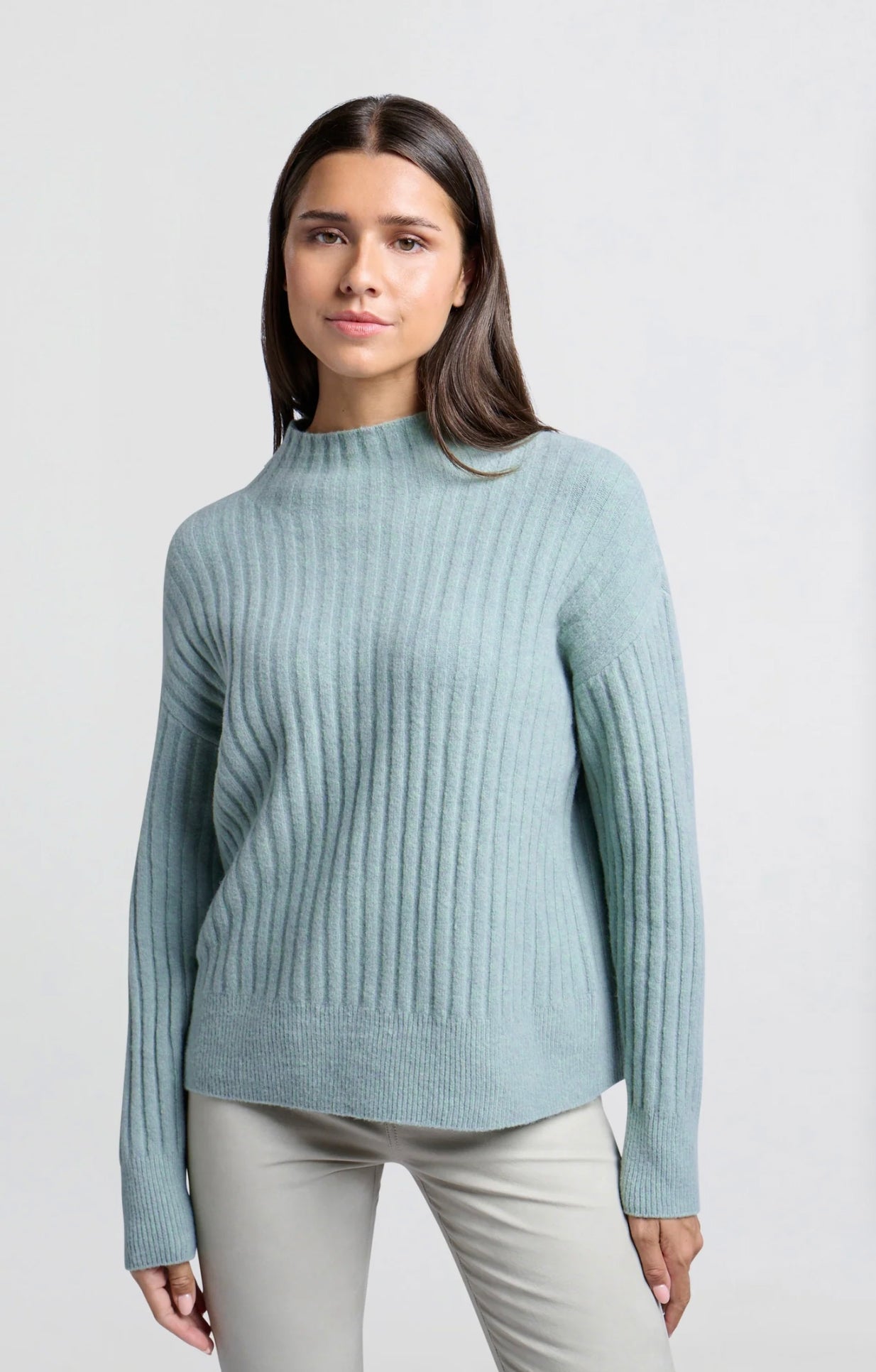 High neck ribbed sweater best sale