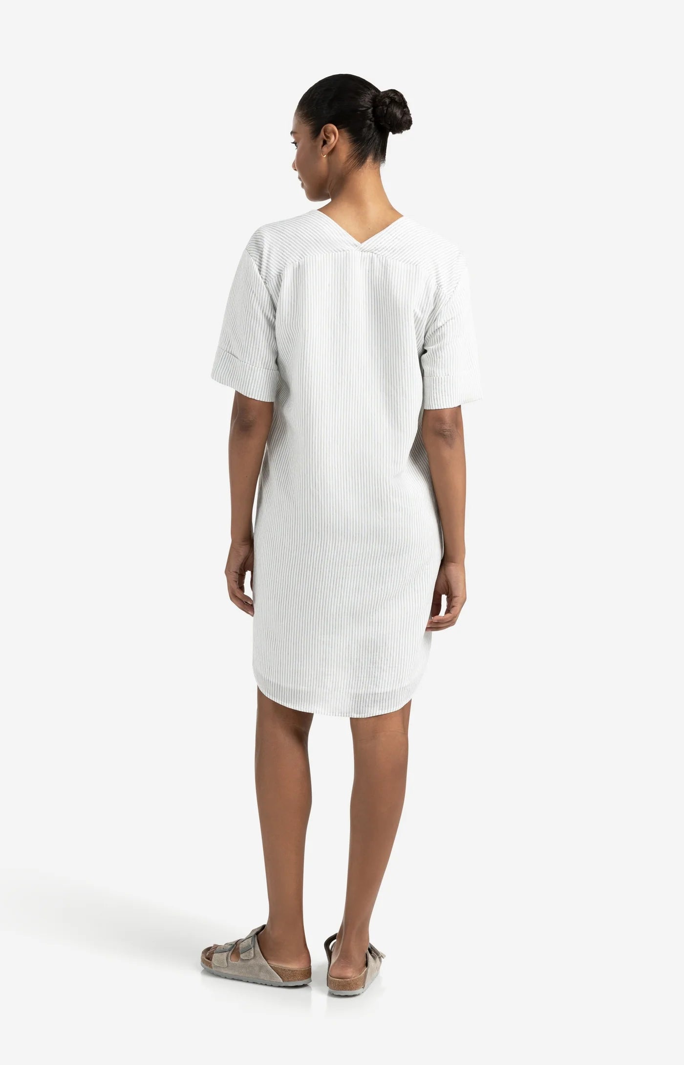Crossover Stripe V-Neck Dress