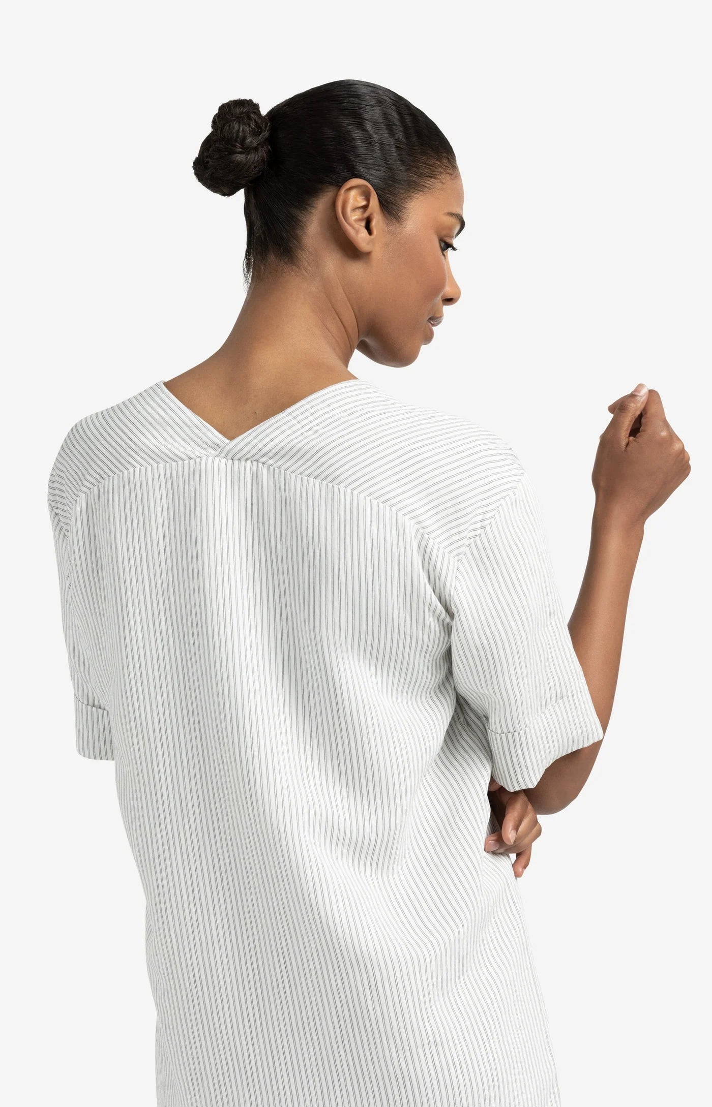 Crossover Stripe V-Neck Dress