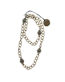 Mixed Metal Sterling And Gold Plated 36" Chain With Vintage Reproduction Fleur De Lis Accents