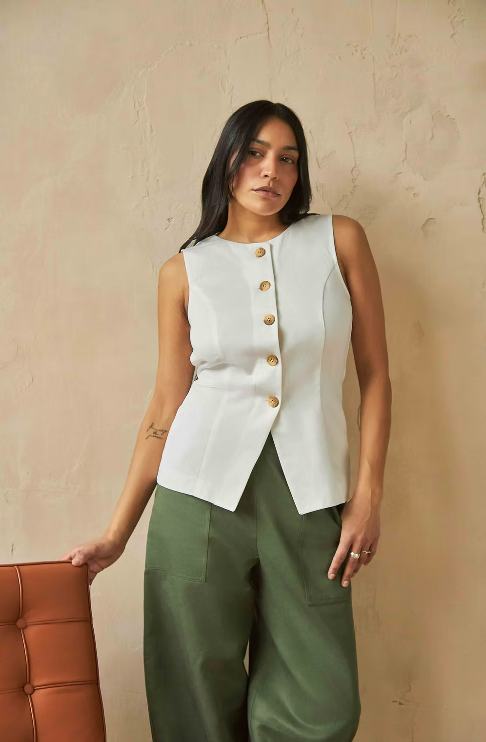 Modern Sunday - Longline Twill Vest