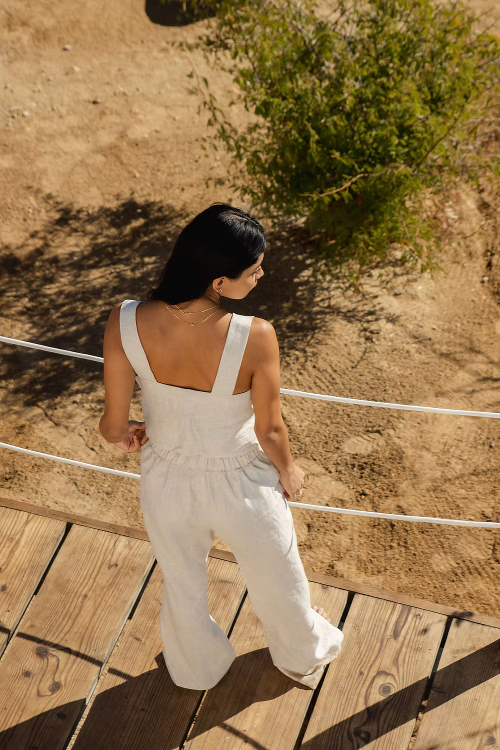 Pleat Detail Linen Tank