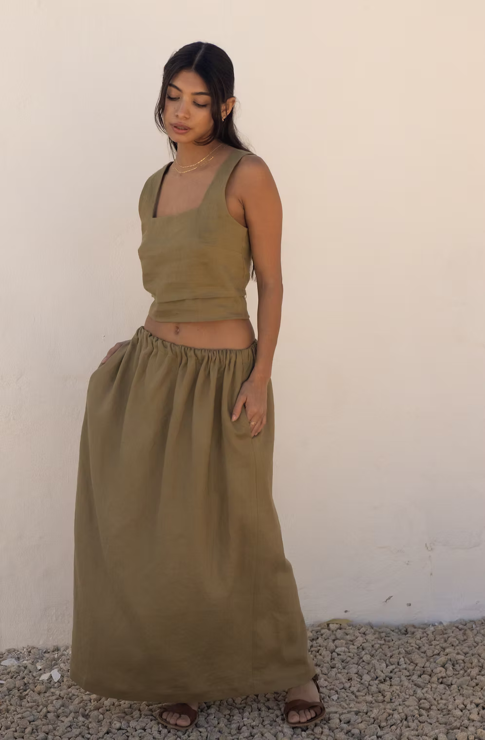Modern Sunday - Effortless Linen Midi Skirt - Frock Toronto