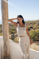Pleat Detail Linen Tank
