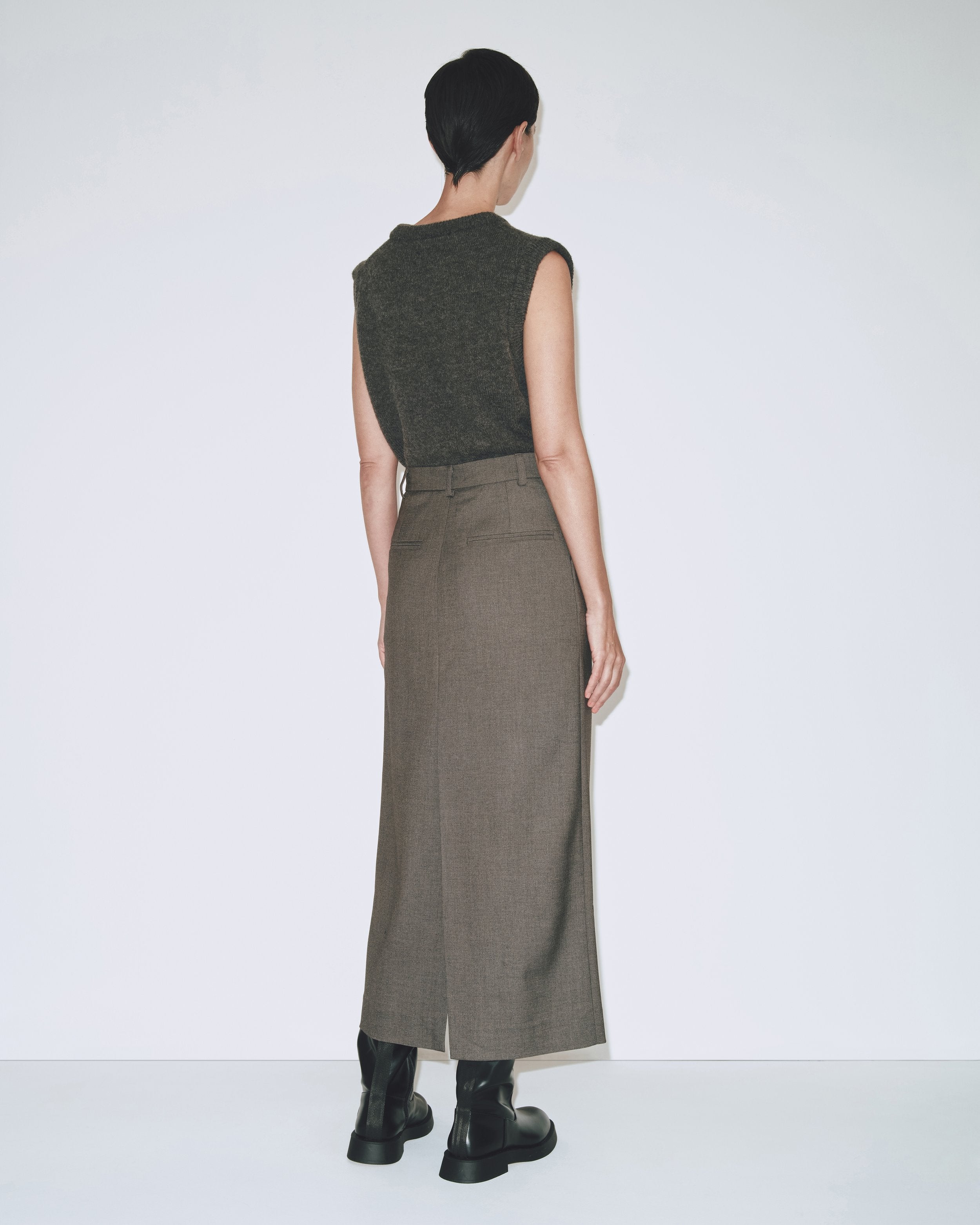 Wool Blend Midi Skirt