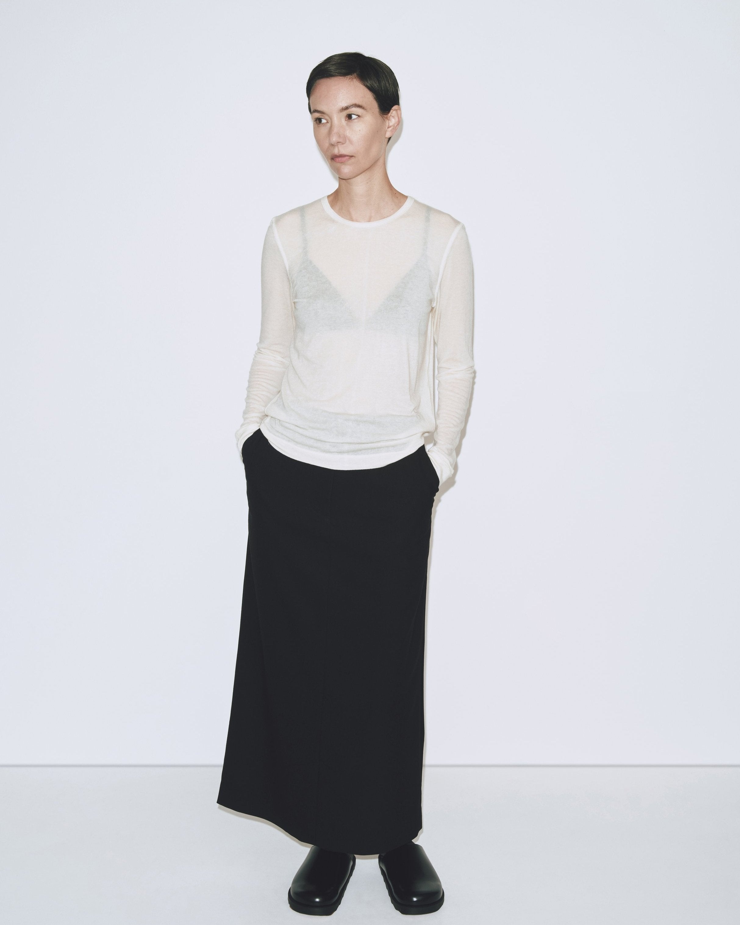 Wool Tencel Crewneck Top