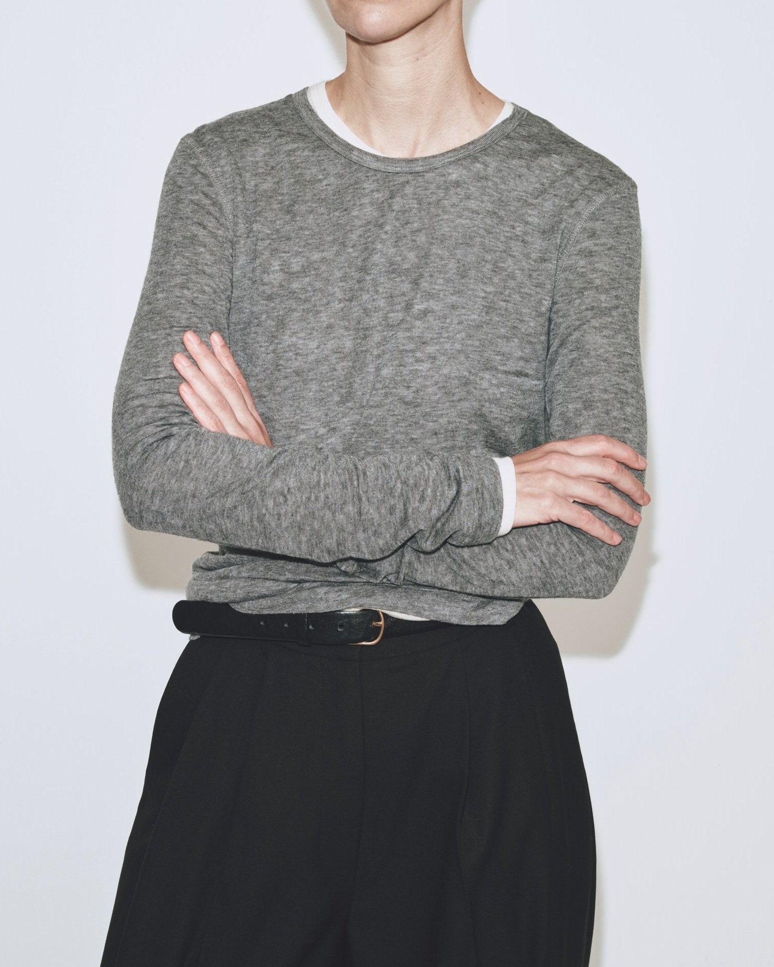 Wool Tencel Crewneck Top