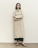 Cotton Blend Long Trench