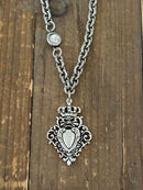 Sterling Plated 18" Chain With Queen Of Hearts Pendant