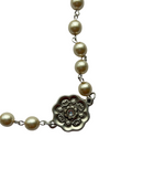 36" Vintage Pearl Necklace Sterling Plated Pendants