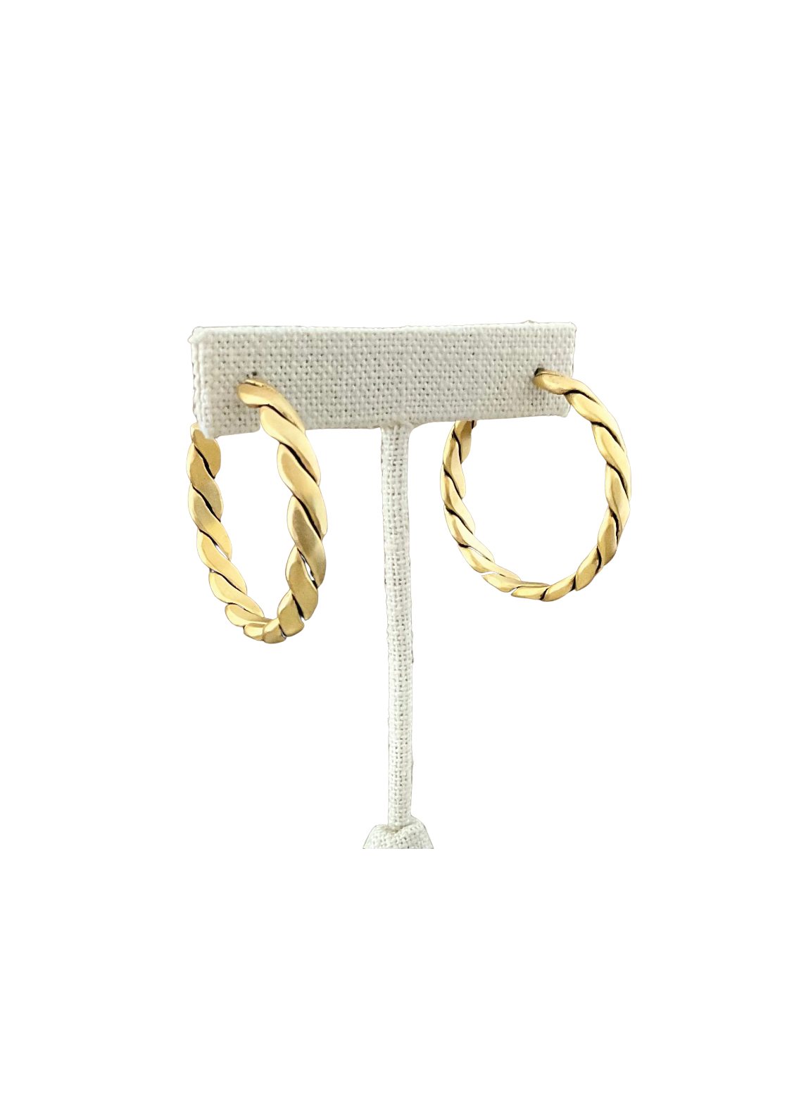 Gold Plated Medium Vintage Rope Hoop Earrings