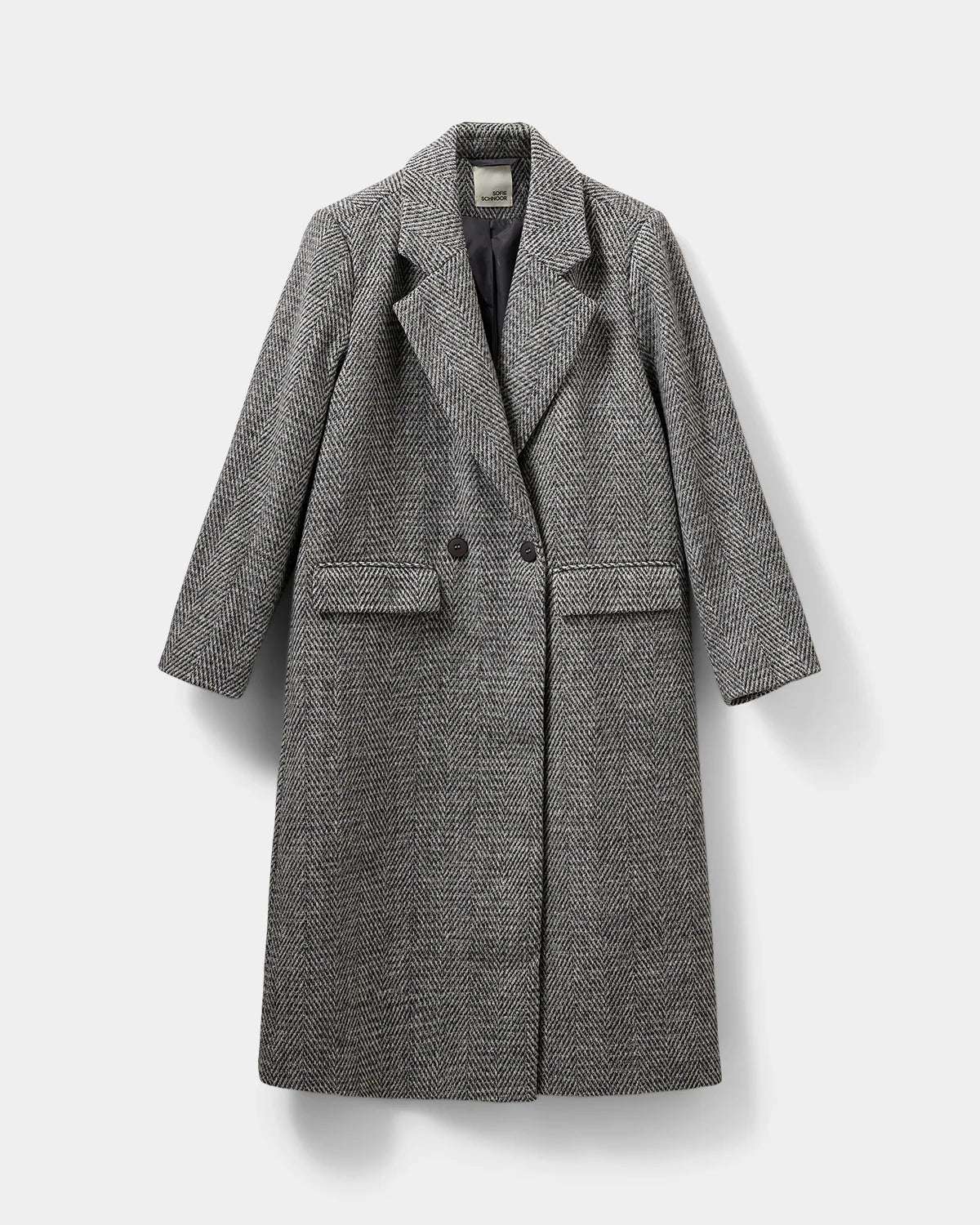 Grey herringbone tweed overcoat shop