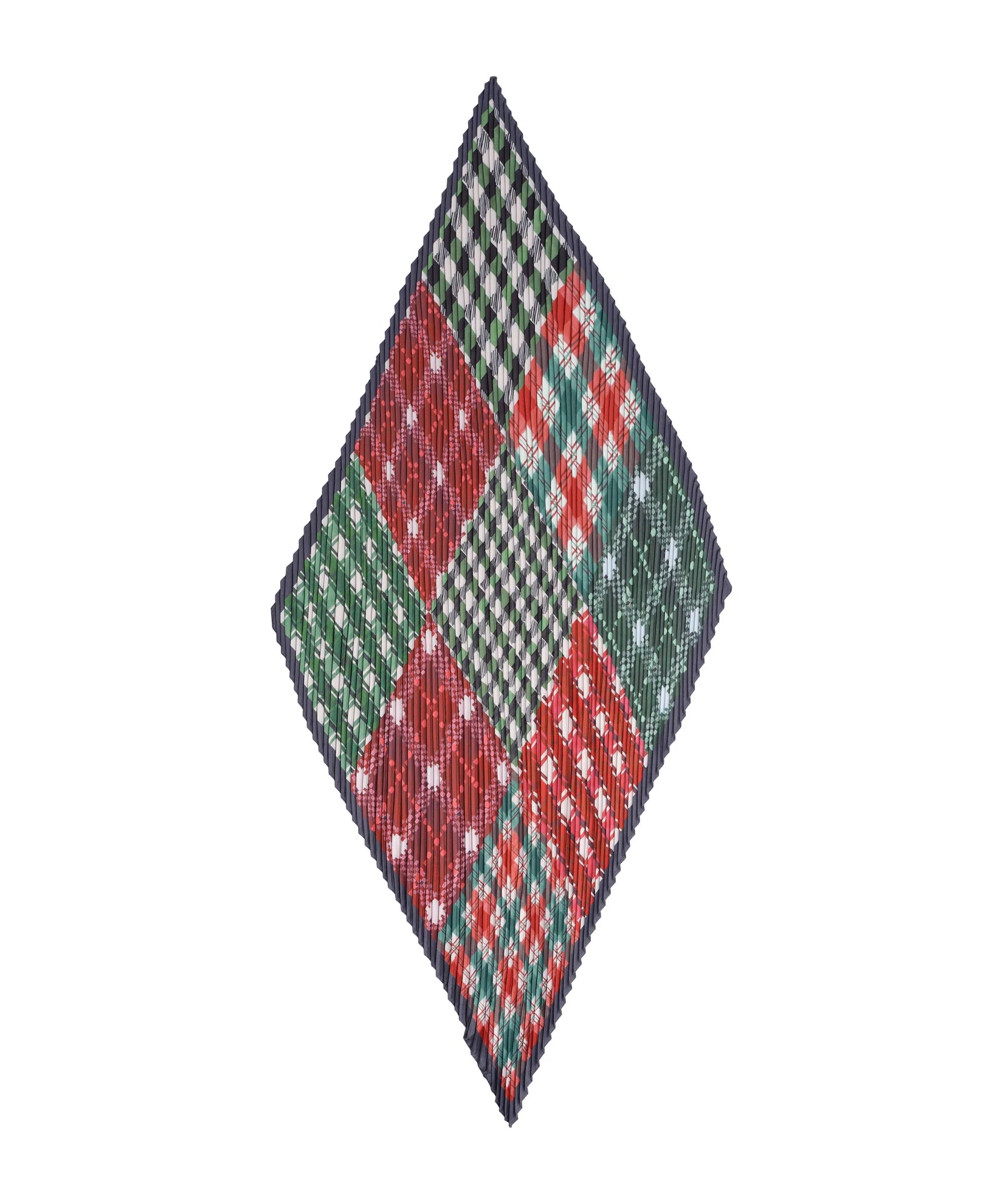 Patch Plaid Pleated Diamond Red