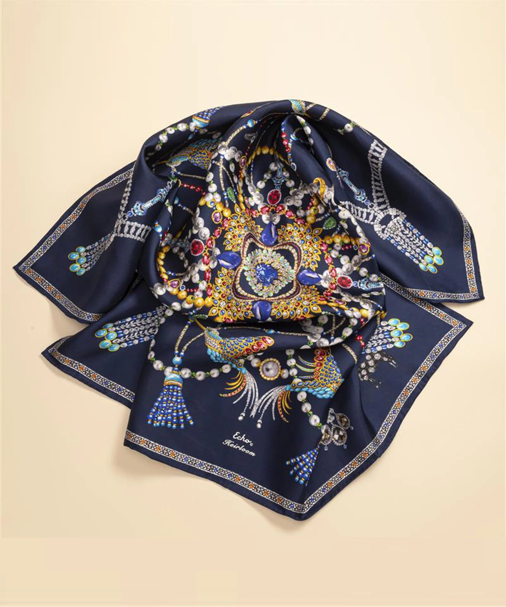 Heirloom Silk Square Maritime Navy