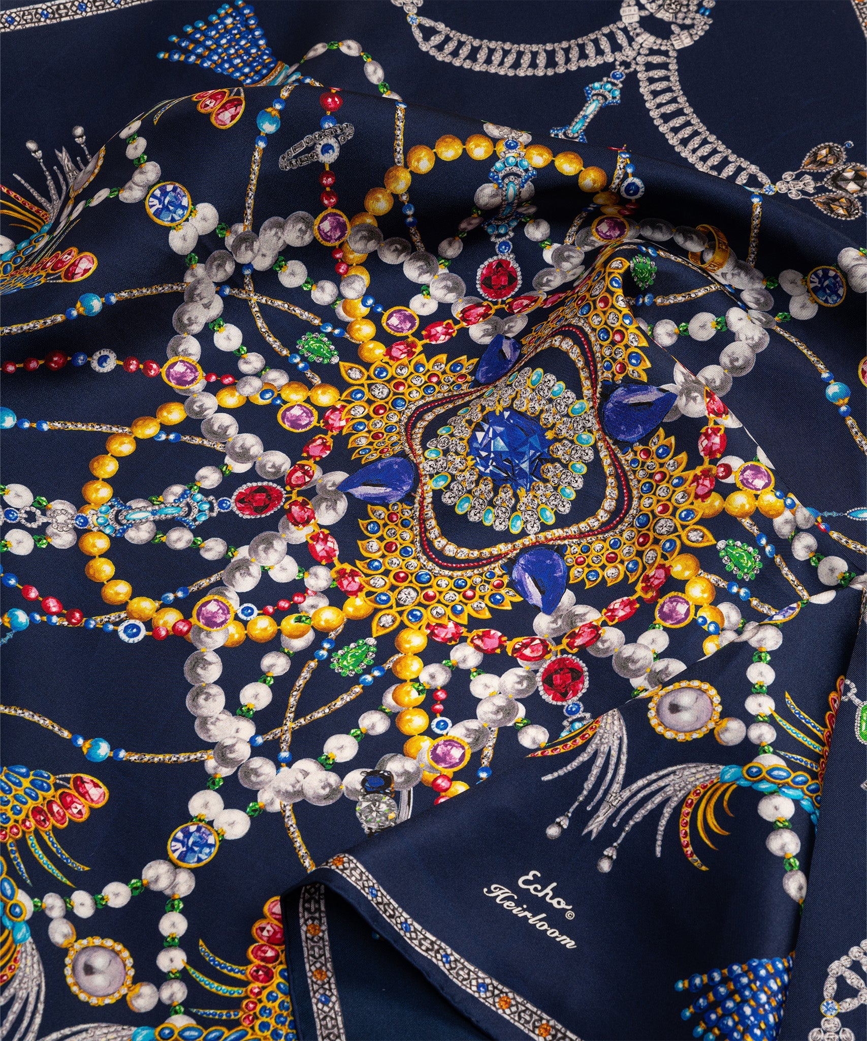 Heirloom Silk Square Maritime Navy