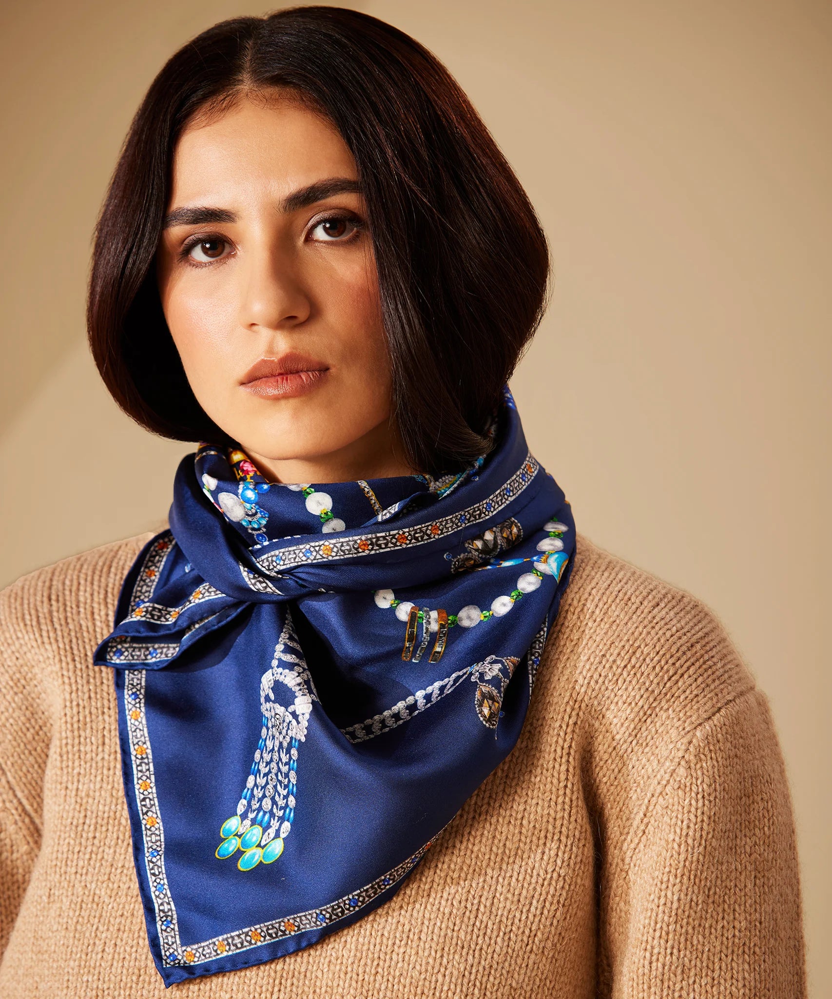 Heirloom Silk Square Maritime Navy