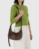 Small Recycled Leather Crescent Bag