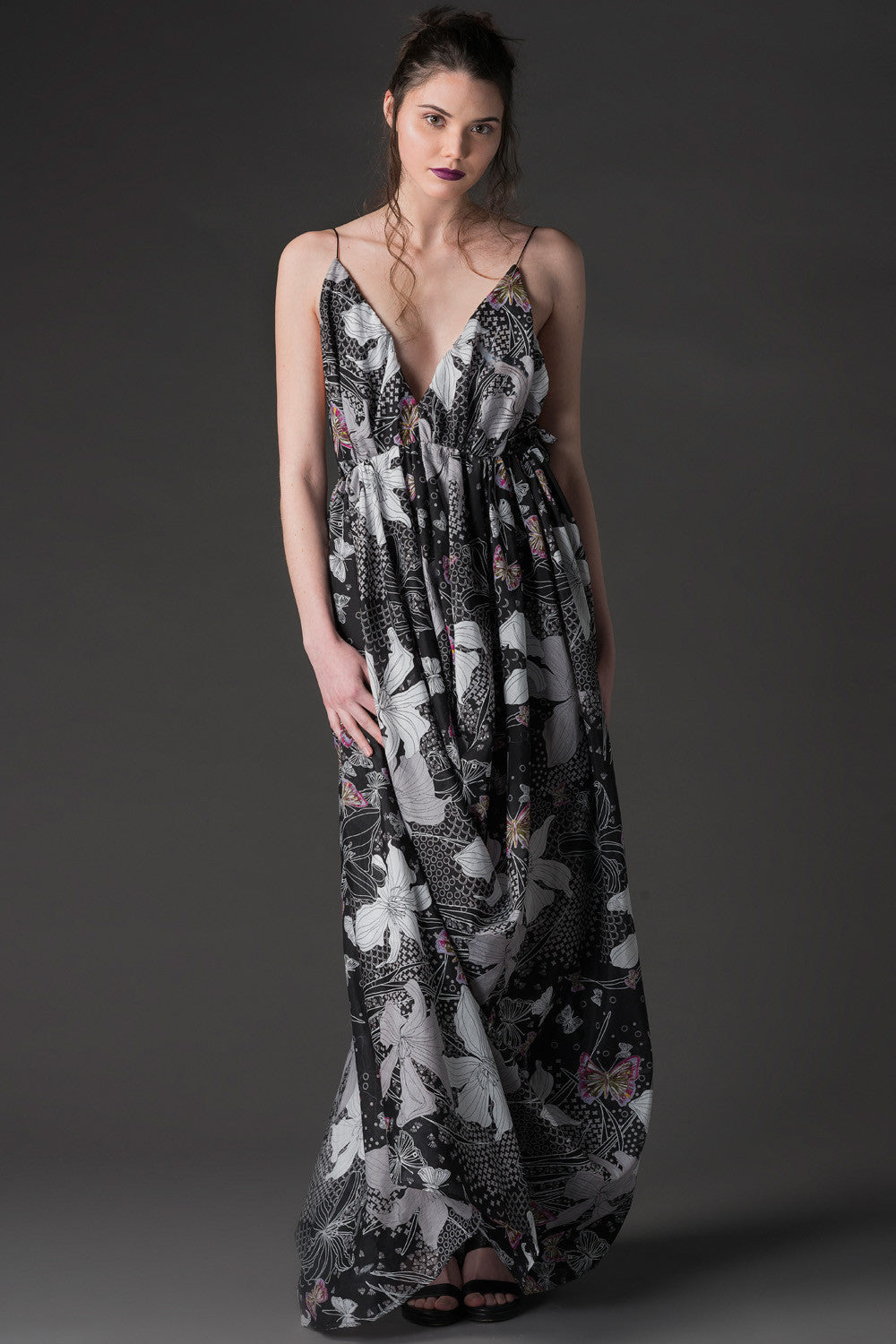 *Oscar Mendoza - Printed Cotton Draped Dress