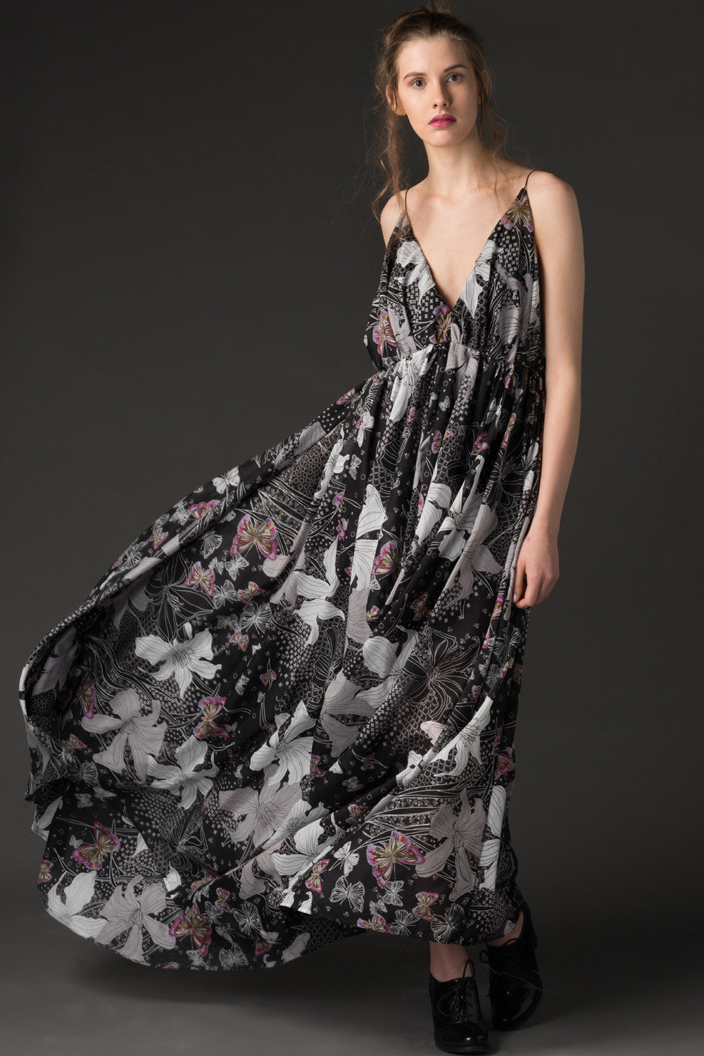 *Oscar Mendoza - Printed Cotton Draped Dress