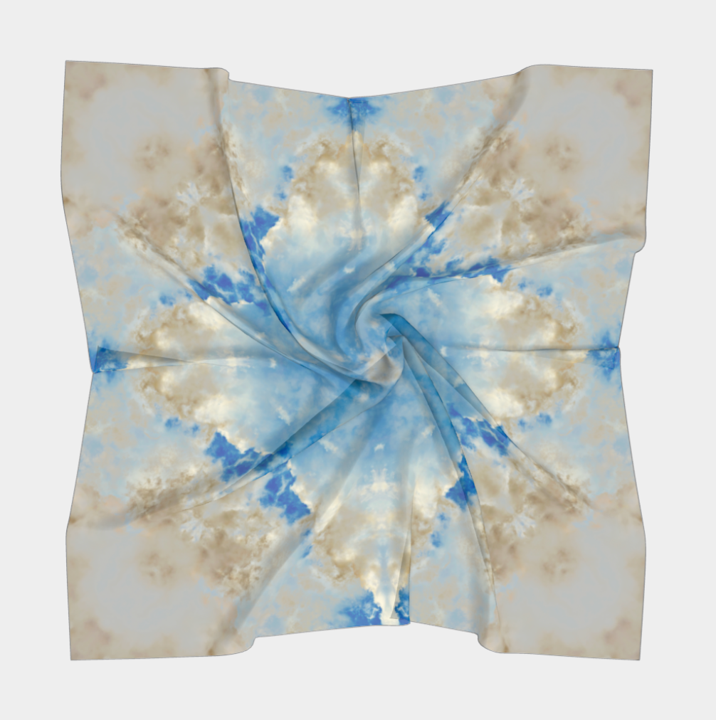 Sky Mandala Silk Habotai Scarf