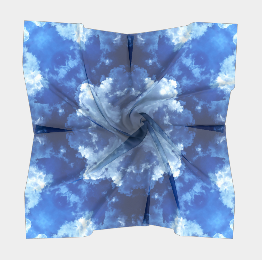 Sky Mandala Silk Habotai Scarf