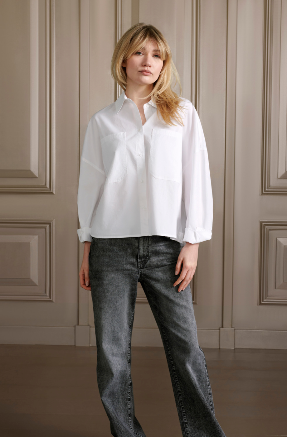 Batwing Cropped Blouse With Pockets