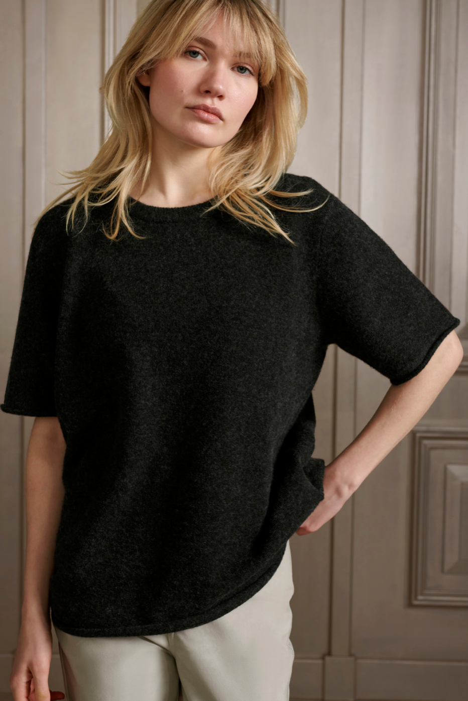 Jacquard Knitted T Shirt