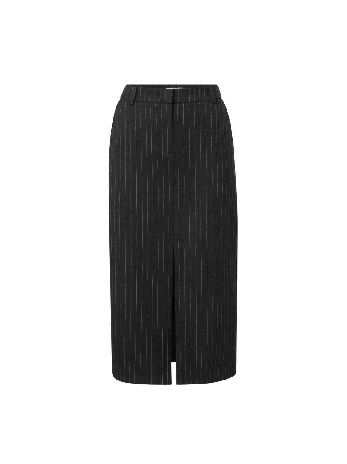 Soft Woven Pinstripe Midi Skirt