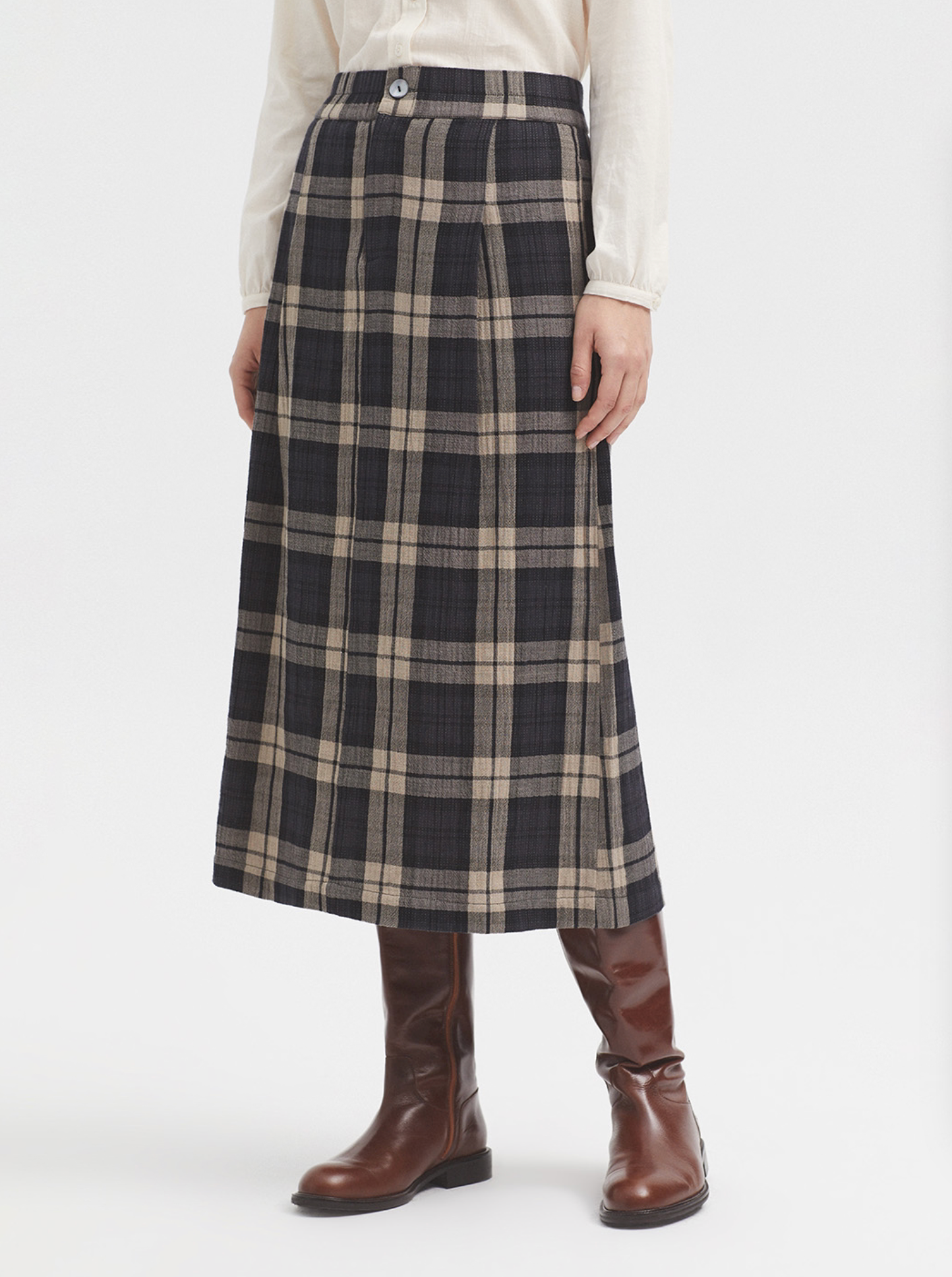 Checked Double Fabric Skirt